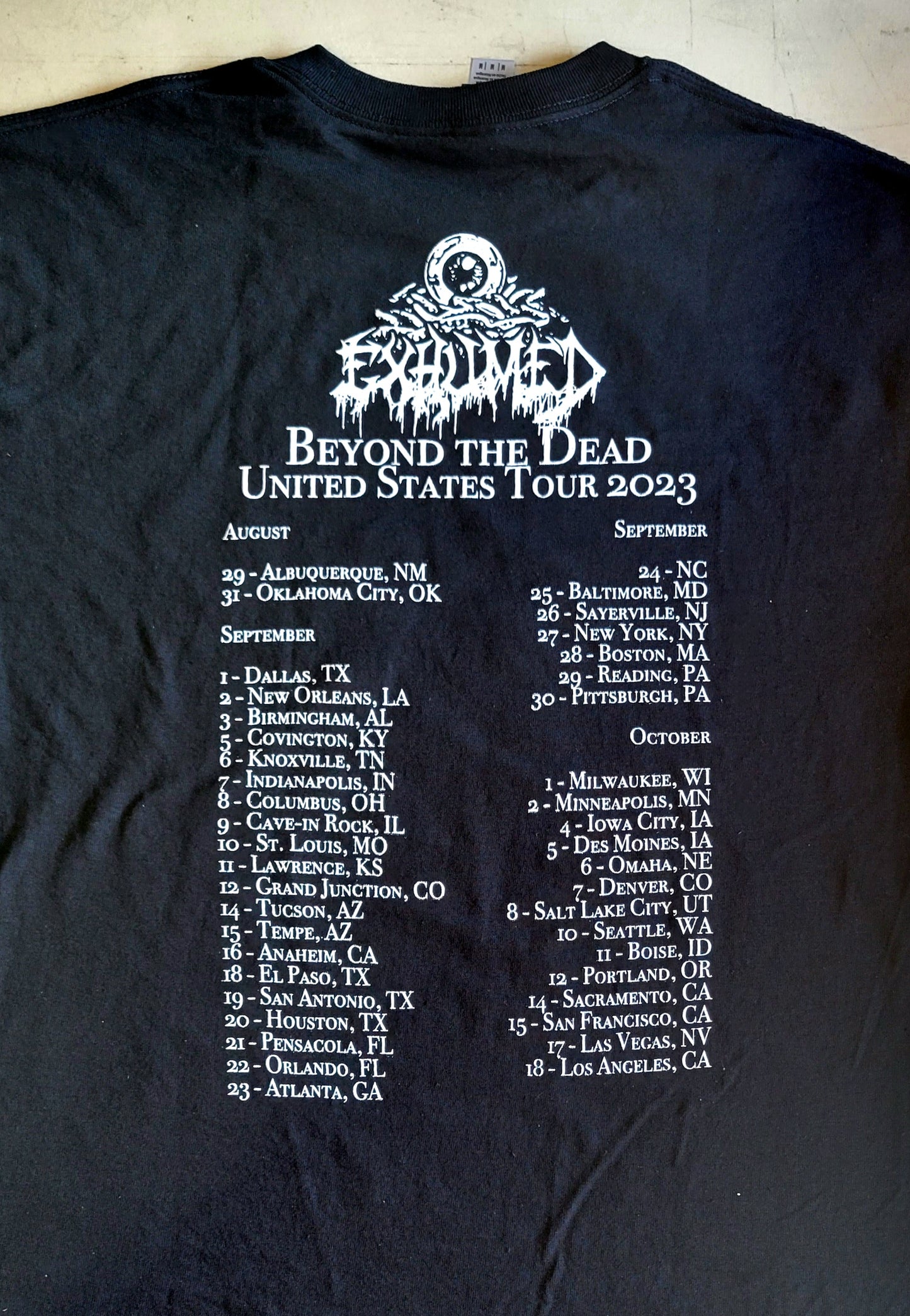 EXHUMED "Beyond the Dead" 2023 Tour TS