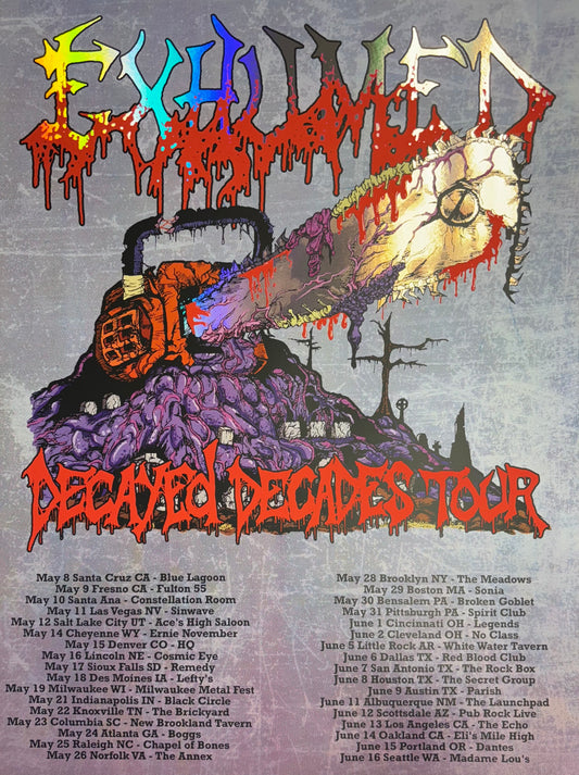 EXHUMED 18"x24" "Decayed Decades" 2024 tour chromium foil poster