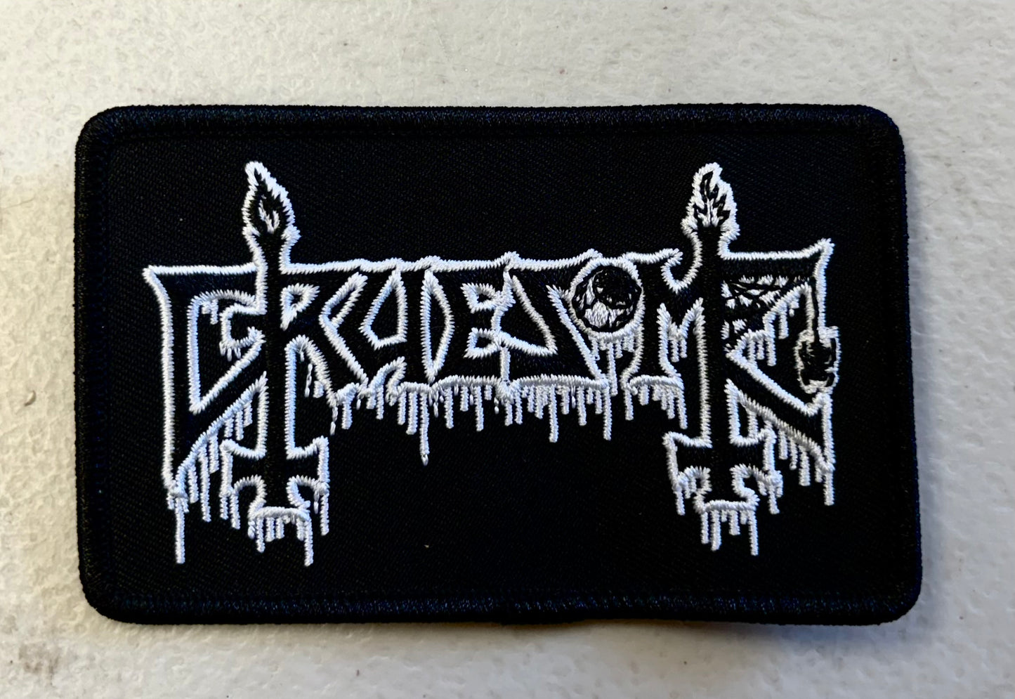 GRUESOME black and white logo patch