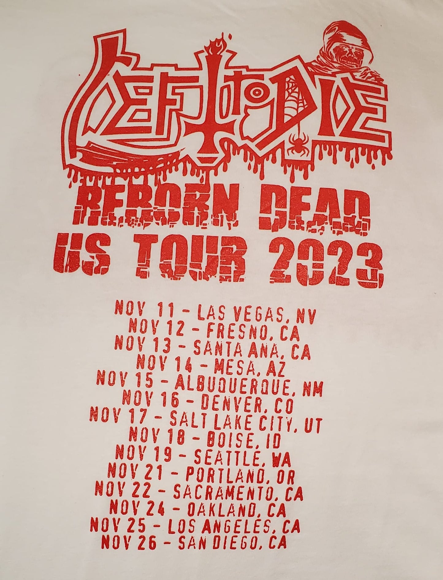Left to Die White Logo 2023 Tour shirt